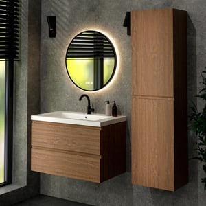 Mirlux Badkamermeubel set valento 80cm warm eiken wastafel wit