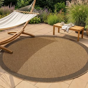 Muratap Timber solid rond buitenkleed – jute look – weerbestendig – 200 cm rond