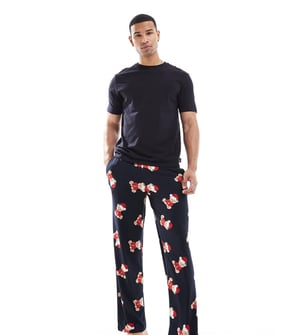 Chelsea Peers Exclusive His & Hers Christmas teddy print pyjama set in navy