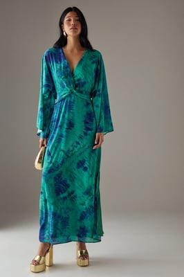 Chiffon Wrap Knot Front Maxi Dress