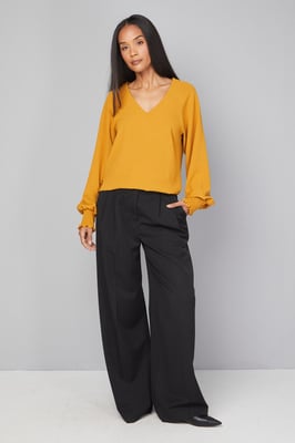 Woven Shirred Cuff Overhead Shirt