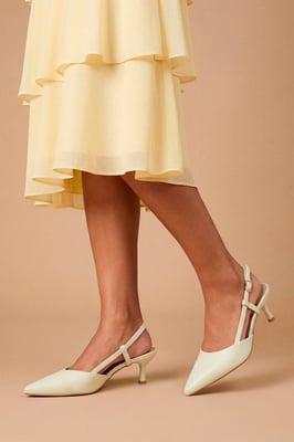 Luneth Faux Leather Kitten Heel Slingback Court Shoes