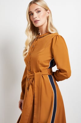 PETITE SIDE STRIPE TIE WAIST MIDI DRESS