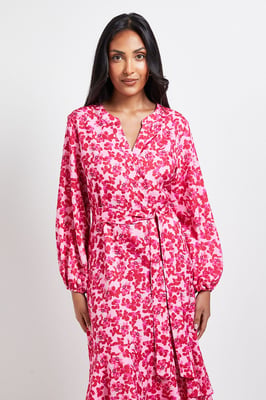 Petite Floral Print Button Midi Shirt Dress