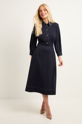 Petite Ponte Stitch Detail Midi Dress