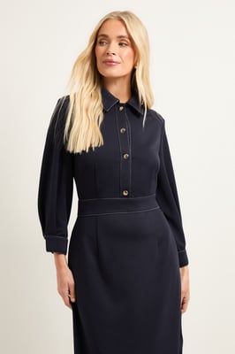 Petite Ponte Stitch Detail Midi Dress