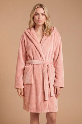 Velour Hooded Short Dressing Gown