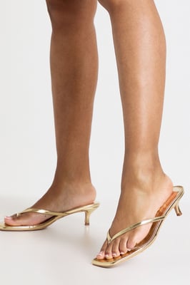 Wide Fit Toe Post Kitten Heel Mules