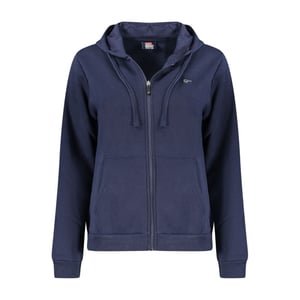 Noorwegen 1963 Blauwe Katoenen Dames Sweater met Capuchon en Rits
