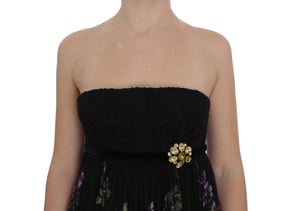 Floral Print Maxi Dress Strapless Gown