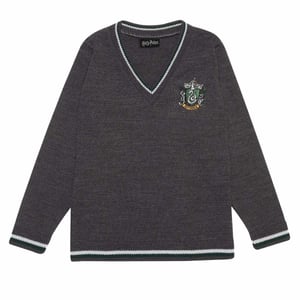 Harry Potter Barn/Kids Slytherin stickad jumper (Grått/grönt)