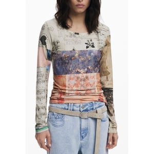 Desigual beige viskos damtröja