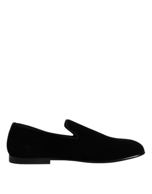 Dolce & Gabbana Zwarte Velvet Instap Loafers Formele Schoenen