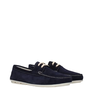 Prada Blå Läder Slip-On Loafers