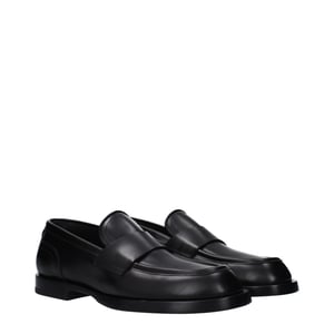 Dolce & Gabbana Svarta Läder Slip-On Tofflor