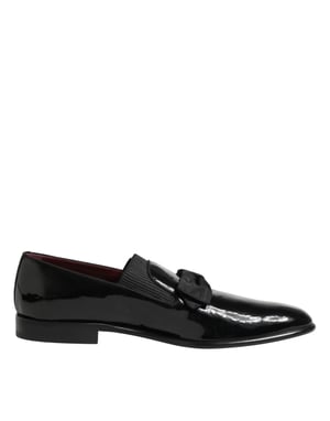 Dolce & Gabbana Svart Läder Slip On Kavaj Herr Loafers Skor