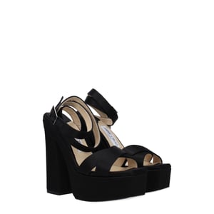 Jimmy Choo Svarta Satin Plattformssandaletter
