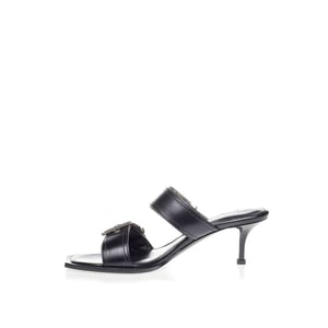 Alexander McQueen Zwarte Leren Stiletto Hakken Sandalen