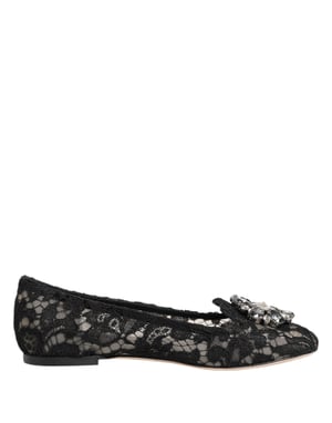Dolce & Gabbana Zwarte Taormina Kanten Kristallen Ballerina's