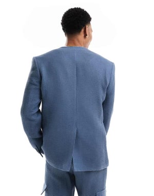 Viggo Santos jacket in waffle in stone blue co-ord