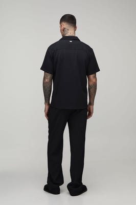 Tall Regular Fit Irregular Pleat Short Sleeve Shirt and Relaxed Trouser Set