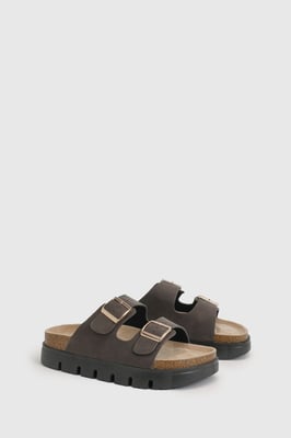 Mae Platform Faux Suede Buckle Footbed Slider