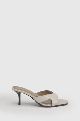 Maddie Faux Leather Stitch Detail Medium Stiletto Heeled Mules