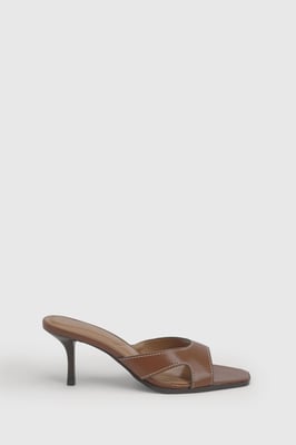 Maddie Faux Leather Stitch Detail Medium Stiletto Heeled Mules