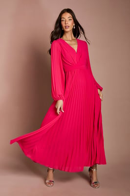 Pleated Wrap Front Dress