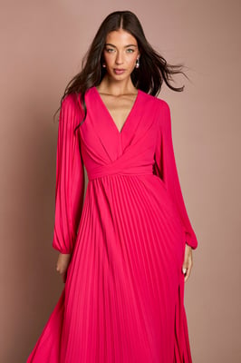 Pleated Wrap Front Dress
