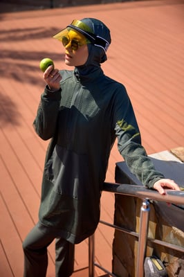 Kaki volledige dekking tule detail bescheiden badmode Burkini-set
