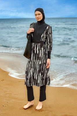 Svart heltäckande badkläder Burkini Set