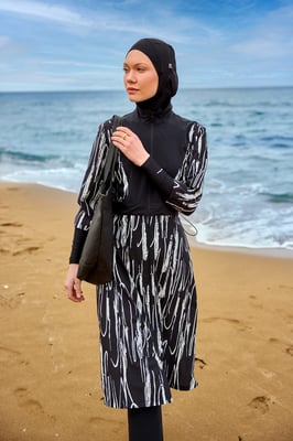 Svart heltäckande badkläder Burkini Set
