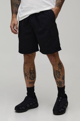 Relaxed Fit Elasticated Nylon Cargo Shorts