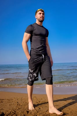 Marina Black Modest Badshorts för män