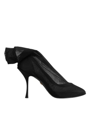 Dolce & Gabbana Zwarte Zijde Stretch Gaas Soklaarzen Schoenen