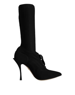 Dolce & Gabbana Zwarte Stiletto Hakken Halflange Laarsjes Schoenen
