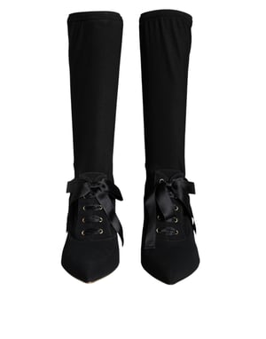 Dolce & Gabbana Zwarte Stiletto Hakken Halflange Laarsjes Schoenen