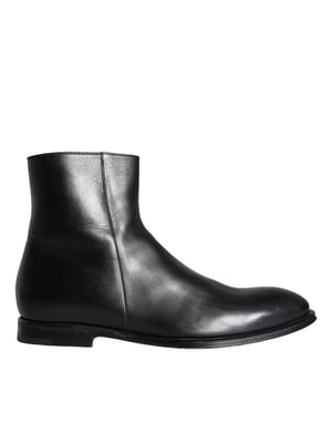 Dolce & Gabbana Zwarte Kalfsleren Heren Enkellaarsjes Heren Schoenen