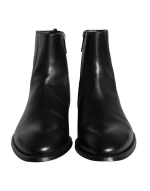 Dolce & Gabbana Zwarte Kalfsleren Heren Enkellaarsjes Heren Schoenen