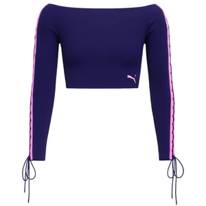 Puma x Rihanna Fenty Laced Sleeve Womens Navy Crop top