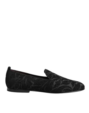 Dolce & Gabbana Zwarte Brokaat Instapschoenen voor Mannen