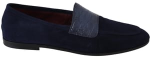 Dolce & Gabbana Blauwe Suède Caiman Loafers Slippers Schoenen