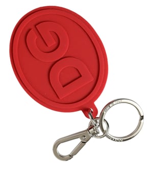 Dolce & Gabbana Röd Gummi DG-logotyp Silver Mässings Metall Nyckelring Nyckelring