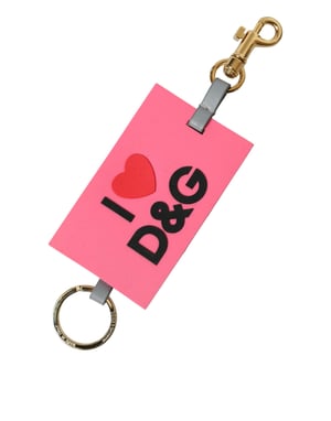 Dolce & Gabbana Rosa Silikon DG Logotyp Guld Messingsnyckelring