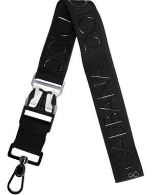 Dolce & Gabbana Svart Stretch Polyester Gummibelagd DG Loggnyckelring