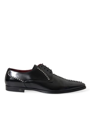 Dolce & Gabbana Svarta Läder Crystal Klänningsformella Skor
