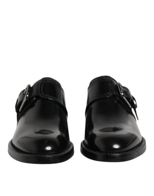 Dolce & Gabbana Svart Läder Monk Strap Derby Formella Skor