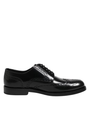 Dolce & Gabbana Svarta Läder Derby Wingtip Finskor