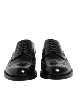 Dolce & Gabbana Svarta Läder Derby Wingtip Finskor